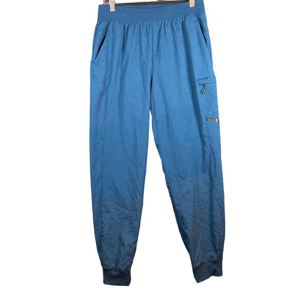Apana Mens Pants Blue Pull On Drawstring Tapered Joggers Tech Pockets Stretch L - Picture 1 of 11